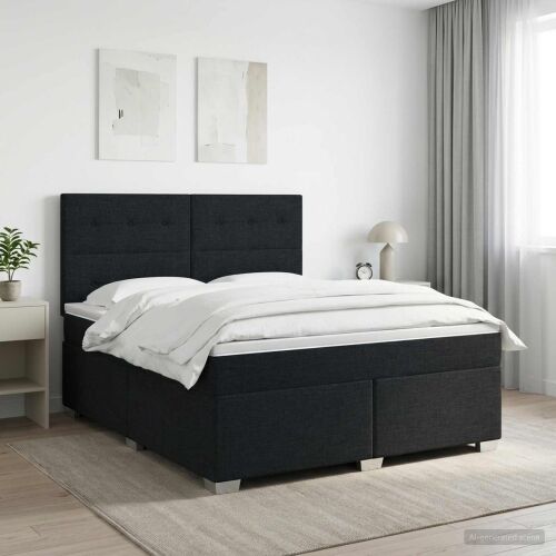 Boxspring krevet s madracem Crna 180 x 200 cm Tkanina - Crna 180 x 200 cm Prošiveno gumbima Cijena