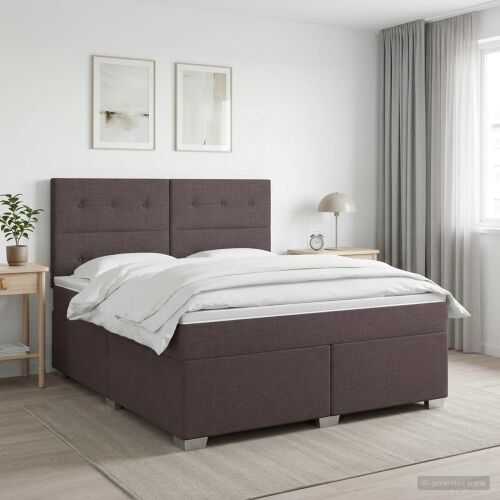 Boxspring krevet s madracem Tamno smeđa 180 x 200 cm Tkanina - Tamno smeđa 180 x 200 cm Prošiveno gumbima Cijena