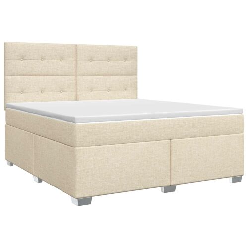Boxspring krevet s madracem Krem 180 x 200 cm Tkanina - Krem 180 x 200 cm Prošiveno gumbima Cijena