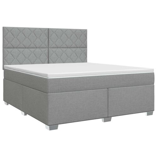 Boxspring krevet s madracem Svjetlosiva 180 x 200 cm Tkanina - Svjetlosiva 180 x 200 cm Dizajn s rombovima Cijena