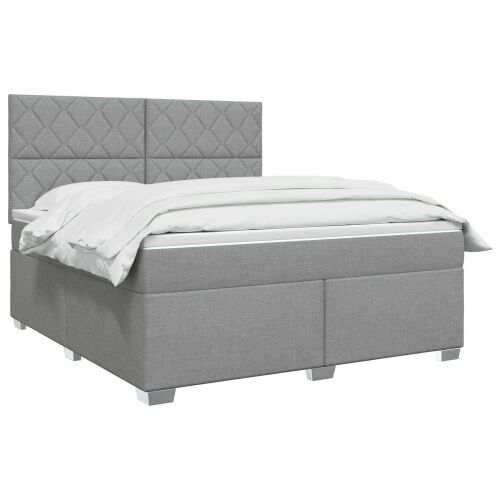 Boxspring krevet s madracem Svjetlosiva 180 x 200 cm Tkanina - Svjetlosiva 180 x 200 cm Dizajn s rombovima Cijena