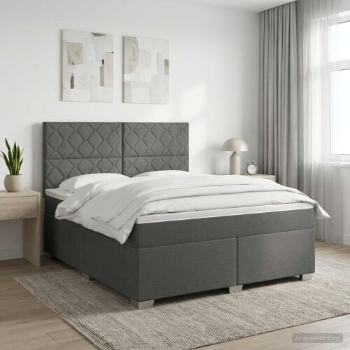 Boxspring krevet s madracem Tamnosiva 180 x 200 cm Tkanina - Tamnosiva 180 x 200 cm Dizajn s rombovima Cijena