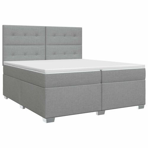 Boxspring krevet s madracem Svjetlosiva 200 x 200 cm Tkanina - Svjetlosiva 200 x 200 cm Prošiveno gumbima Cijena
