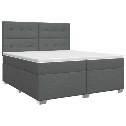 Boxspring krevet s madracem Tamnosiva 200 x 200 cm Tkanina - Tamnosiva 200 x 200 cm Prošiveno gumbima Cijena
