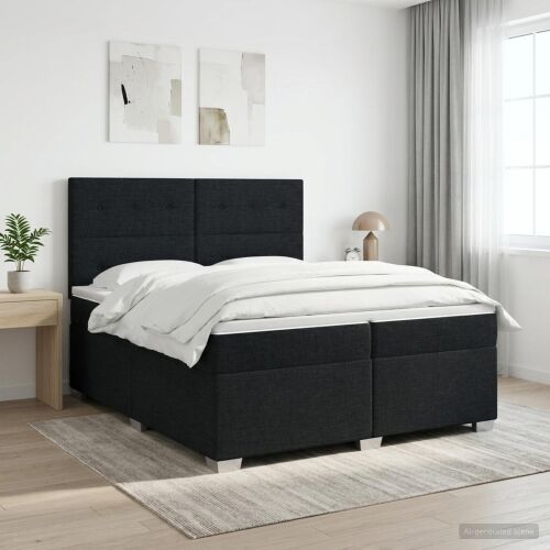 Boxspring krevet s madracem Crna 200 x 200 cm Tkanina - Crna 200 x 200 cm Prošiveno gumbima Cijena