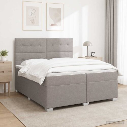 Boxspring krevet s madracem Sivosmeđa 200 x 200 cm Tkanina - Sivosmeđa 200 x 200 cm Prošiveno gumbima Cijena