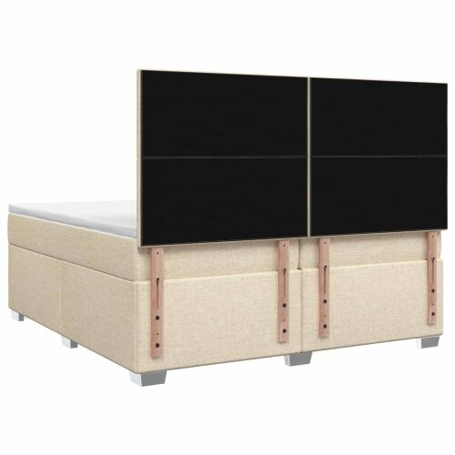 Boxspring krevet s madracem Krem 200 x 200 cm Tkanina - Krem 200 x 200 cm Prošiveno gumbima Cijena