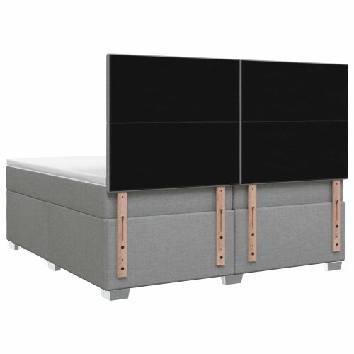 Boxspring krevet s madracem Svjetlosiva 200 x 200 cm Tkanina - Svjetlosiva 200 x 200 cm Dizajn s rombovima Cijena