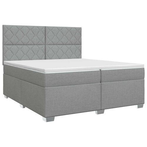 Boxspring krevet s madracem Svjetlosiva 200 x 200 cm Tkanina - Svjetlosiva 200 x 200 cm Dizajn s rombovima Cijena