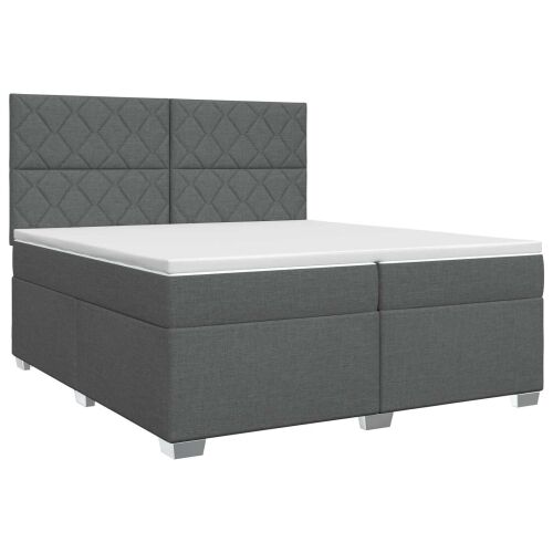 Boxspring krevet s madracem Tamnosiva 200 x 200 cm Tkanina - Tamnosiva 200 x 200 cm Dizajn s rombovima Cijena