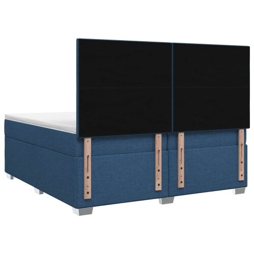 Boxspring krevet s madracem Plava 200 x 200 cm Tkanina - Plava 200 x 200 cm Dizajn s rombovima Cijena