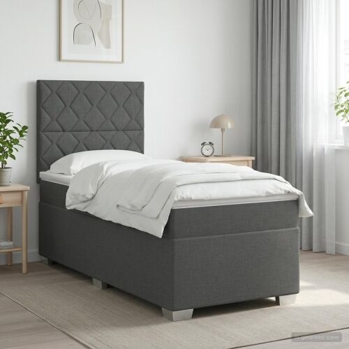 Boxspring krevet s madracem Tamnosiva Jjedan Tkanina - Tamnosiva Jjedan Dizajn s rombovima Cijena
