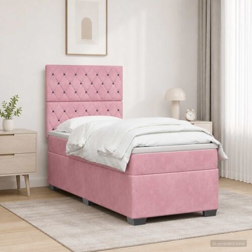 Boxspring krevet s madracem Ružičasta 80 x 200 cm Baršun - Ružičasta 80 x 200 cm Kristal s dugmadima Cijena