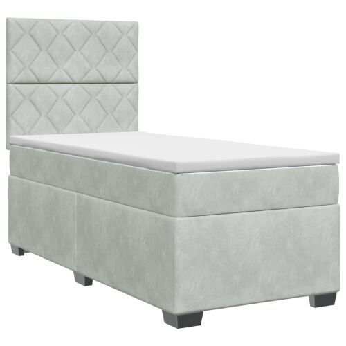 Boxspring krevet s madracem Svjetlosiva 80 x 200 cm Baršun - Svjetlosiva 80 x 200 cm Dizajn s rombovima Cijena