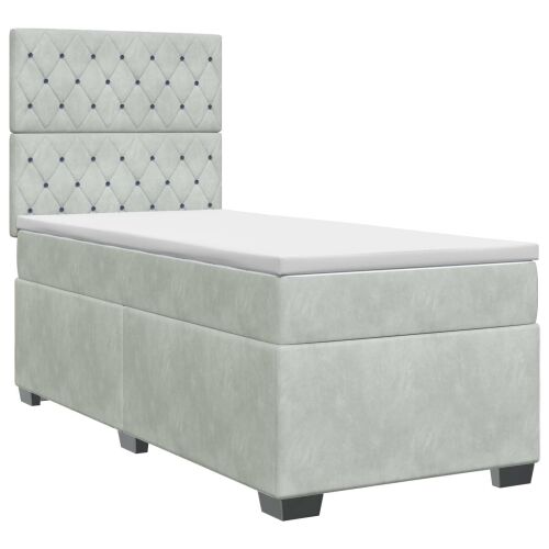 Boxspring krevet s madracem Svjetlosiva 90 x 190 cm Baršun - Svjetlosiva 90 x 190 cm Kristal s dugmadima Cijena
