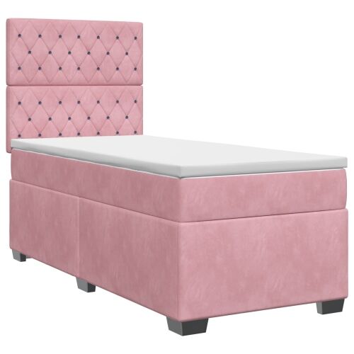 Boxspring krevet s madracem Ružičasta 90 x 200 cm Baršun - Ružičasta 90 x 200 cm Kristal s dugmadima Cijena