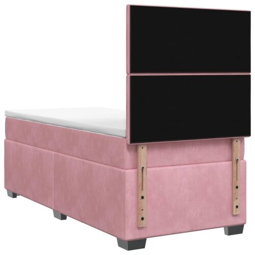 Boxspring krevet s madracem Ružičasta 100 x 200 cm Baršun - Ružičasta 100 x 200 cm Kristal s dugmadima Cijena