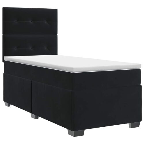 Boxspring krevet s madracem Crna 100 x 200 cm Baršun - Crna 100 x 200 cm Prošiveno gumbima Cijena
