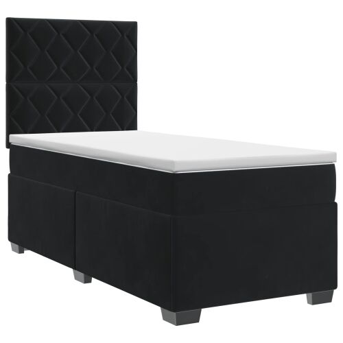Boxspring krevet s madracem Crna 100 x 200 cm Baršun - Crna 100 x 200 cm Dizajn s rombovima Cijena