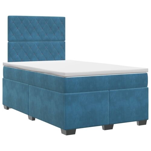 Boxspring krevet s madracem Plava 120 x 190 cm Baršun - Plava 120 x 190 cm Kristal s dugmadima Cijena