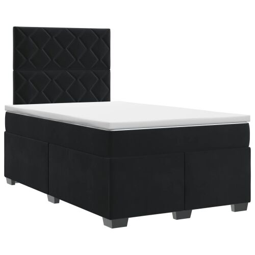 Boxspring krevet s madracem Crna 120 x 190 cm Baršun - Crna 120 x 190 cm Dizajn s rombovima Cijena