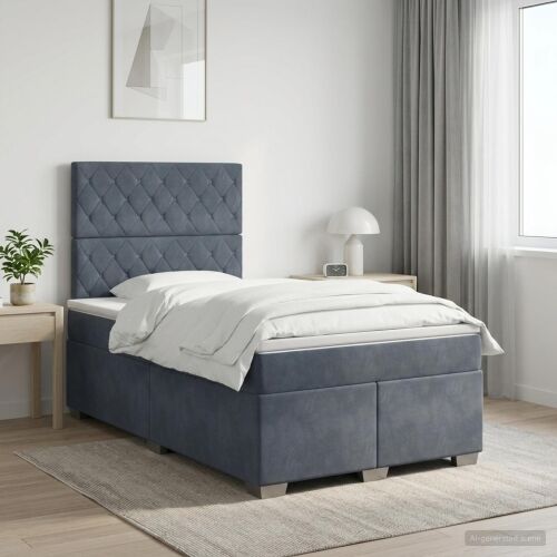 Boxspring krevet s madracem Tamnosiva 120 x 200 cm Baršun - Tamnosiva 120 x 200 cm Kristal s dugmadima Cijena