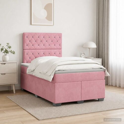 Boxspring krevet s madracem Ružičasta 120 x 200 cm Baršun - Ružičasta 120 x 200 cm Kristal s dugmadima Cijena