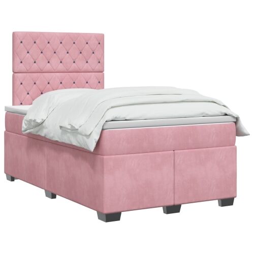Boxspring krevet s madracem Ružičasta 120 x 200 cm Baršun - Ružičasta 120 x 200 cm Kristal s dugmadima Cijena