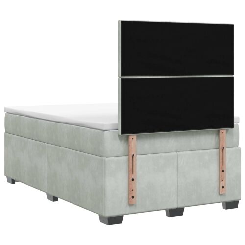 Boxspring krevet s madracem Svjetlosiva 120 x 200 cm Baršun - Svjetlosiva 120 x 200 cm Dizajn s rombovima Cijena