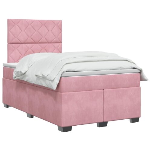 Boxspring krevet s madracem Ružičasta 120 x 200 cm Baršun - Ružičasta 120 x 200 cm Dizajn s rombovima Cijena