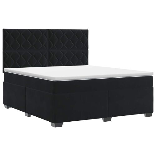 Boxspring krevet s madracem Crna 140 x 190 cm Baršun - Crna 140 x 190 cm Dizajn s rombovima Cijena