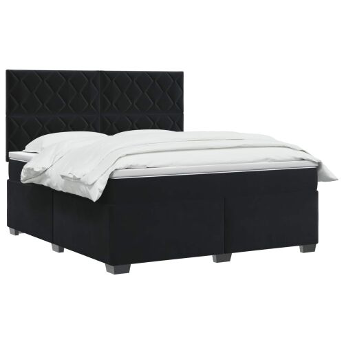 Boxspring krevet s madracem Crna 140 x 190 cm Baršun - Crna 140 x 190 cm Dizajn s rombovima Cijena