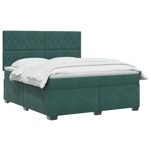Boxspring krevet s madracem Tamnozelena 140 x 200 cm Baršun - Tamnozelena 140 x 200 cm Kristal s dugmadima Cijena