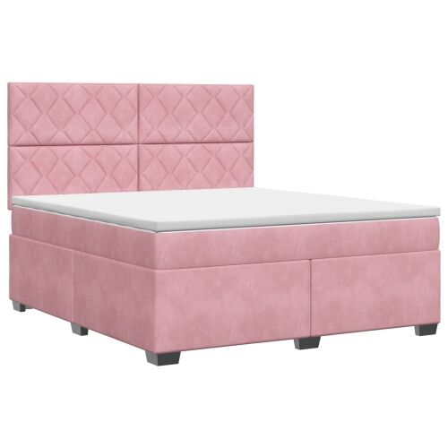 Boxspring krevet s madracem Ružičasta 140 x 200 cm Baršun - Ružičasta 140 x 200 cm Dizajn s rombovima Cijena