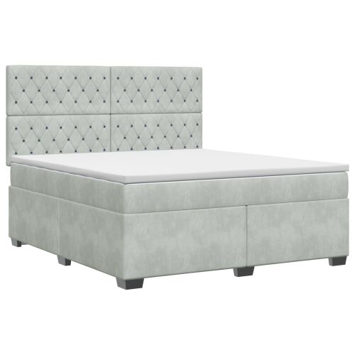 Boxspring krevet s madracem Svjetlosiva 160 x 200 cm Baršun - Svjetlosiva 160 x 200 cm Kristal s dugmadima Cijena