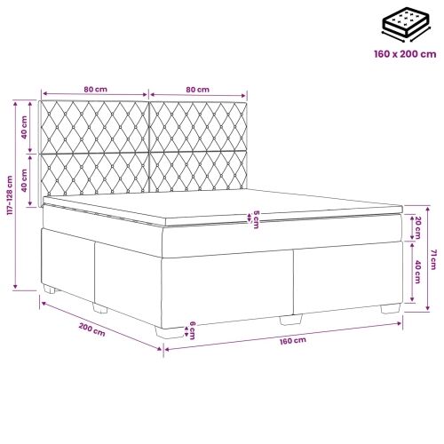 Boxspring krevet s madracem Svjetlosiva 160 x 200 cm Baršun - Svjetlosiva 160 x 200 cm Kristal s dugmadima Cijena