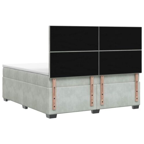 Boxspring krevet s madracem Svjetlosiva 160 x 200 cm Baršun - Svjetlosiva 160 x 200 cm Kristal s dugmadima Cijena