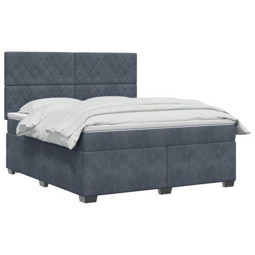 Boxspring krevet s madracem Tamnosiva 160 x 200 cm Baršun - Tamnosiva 160 x 200 cm Kristal s dugmadima Cijena