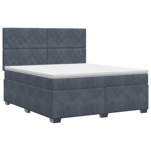 Boxspring krevet s madracem Tamnosiva 160 x 200 cm Baršun - Tamnosiva 160 x 200 cm Kristal s dugmadima Cijena