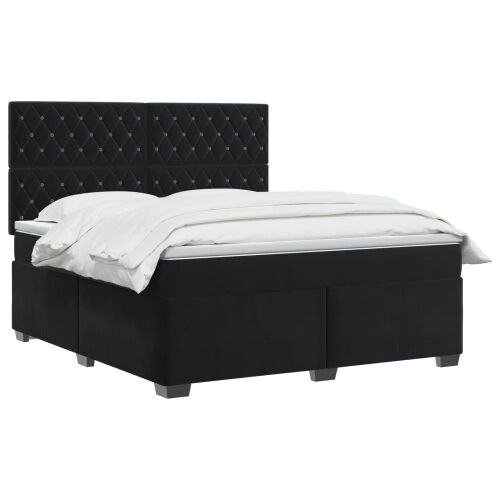 Boxspring krevet s madracem Crna 160 x 200 cm Baršun - Crna 160 x 200 cm Kristal s dugmadima Cijena