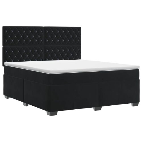 Boxspring krevet s madracem Crna 160 x 200 cm Baršun - Crna 160 x 200 cm Kristal s dugmadima Cijena