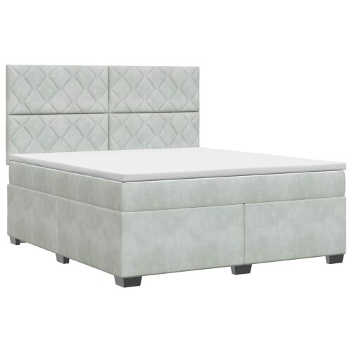 Boxspring krevet s madracem Svjetlosiva 160 x 200 cm Baršun - Svjetlosiva 160 x 200 cm Dizajn s rombovima Cijena
