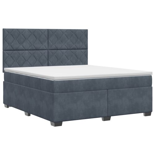 Boxspring krevet s madracem Tamnosiva 160 x 200 cm Baršun - Tamnosiva 160 x 200 cm Dizajn s rombovima Cijena