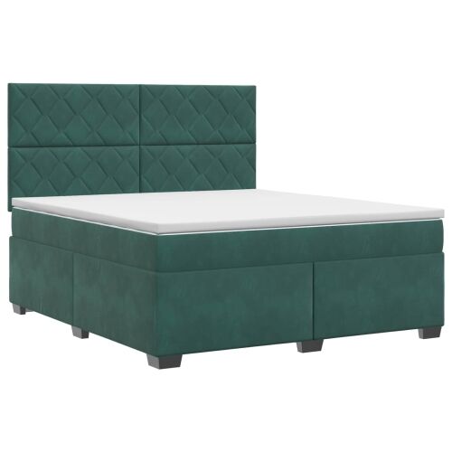 Boxspring krevet s madracem Tamnozelena 160 x 200 cm Baršun - Tamnozelena 160 x 200 cm Dizajn s rombovima Cijena