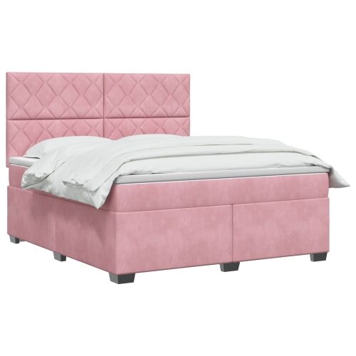 Boxspring krevet s madracem Ružičasta 160 x 200 cm Baršun - Ružičasta 160 x 200 cm Dizajn s rombovima Cijena