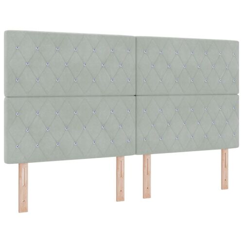 Boxspring krevet s madracem Svjetlosiva 180 x 200 cm Baršun - Svjetlosiva 180 x 200 cm Kristal s dugmadima Cijena