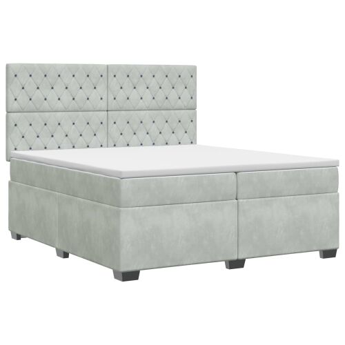 Boxspring krevet s madracem Svjetlosiva 200 x 200 cm Baršun - Svjetlosiva 200 x 200 cm Kristal s dugmadima Cijena