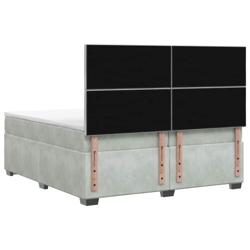 Boxspring krevet s madracem Svjetlosiva 200 x 200 cm Baršun - Svjetlosiva 200 x 200 cm Kristal s dugmadima Cijena