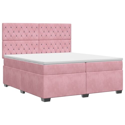 Boxspring krevet s madracem Ružičasta 200 x 200 cm Baršun - Ružičasta 200 x 200 cm Kristal s dugmadima Cijena