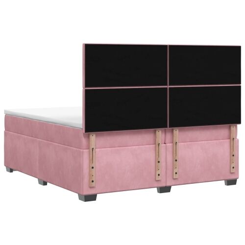 Boxspring krevet s madracem Ružičasta 200 x 200 cm Baršun - Ružičasta 200 x 200 cm Kristal s dugmadima Cijena